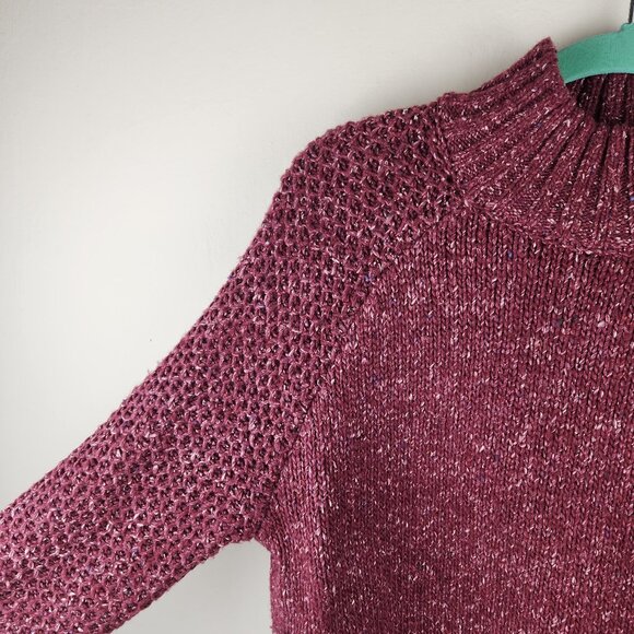 Prana Ibid Chunky Knit Wool Silk Blend Mockneck Tunic Sweater sz M - Picture 6 of 13